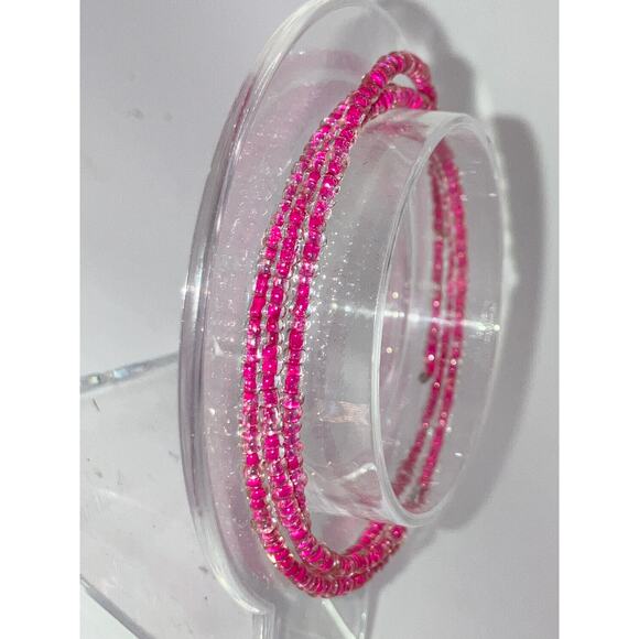 Pink Seed Beads Wire Bracelet! - Picture 1 of 5